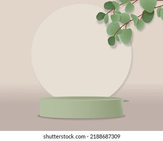 Realistic 3d scene for cosmetics, boho stand vector, geometric form banner, modern scene for product, podium mockup