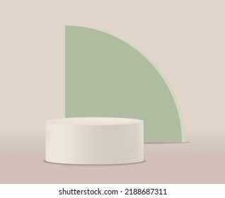 Escena 3d realista para cosméticos, vector de stand boho, banner de forma geométrica, escena moderna para productos, simulación podium