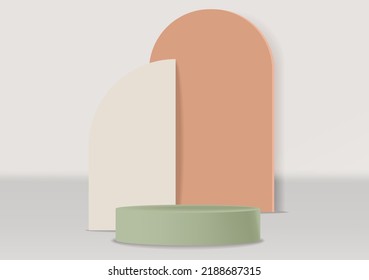 Realistic 3d scene for cosmetics, boho stand vector, geometric form banner, modern scene for product, podium mockup