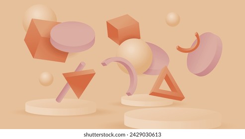 Realistic 3d shapes floating background vector design in eps 10