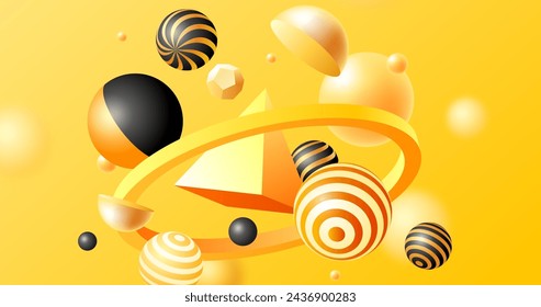 Realistic 3d shapes floating background vector design in eps 10