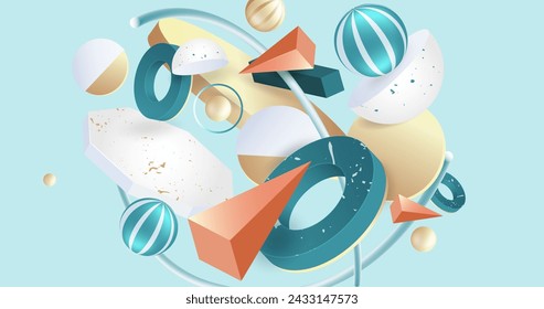 Realistic 3d shapes floating vector design in eps 10