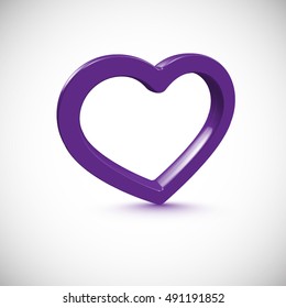 Realistic 3D shiny heart vector illustration