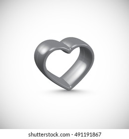 Realistic 3D shiny heart vector illustration