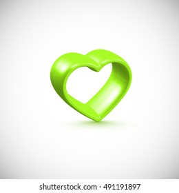 Realistic 3D shiny heart vector illustration