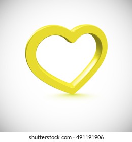 Realistic 3D shiny heart vector illustration