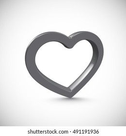 Realistic 3D shiny heart vector illustration