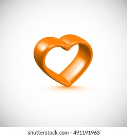 Realistic 3D shiny heart vector illustration