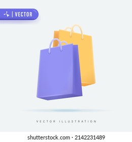 Realistic 3D Shopping Bag Vector Illustration. Shopping Bag Logo Icon And Symbol. Sale Concept Design.