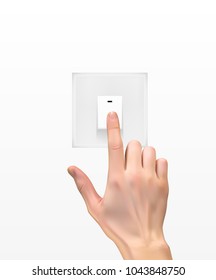 Realistic 3D Silhouette of  hand with light switch Vector Illustration EPS10
