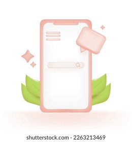 realistic 3d smartphone with 3d chat and search engine