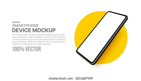 Realistic 3d smartphone mockup with blank screen for app development and UX UI design, Isolated cellphone for presentation templates