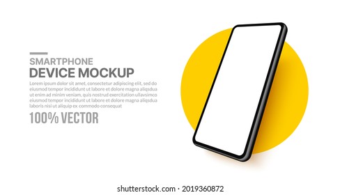 Realistic 3d smartphone mockup with blank screen for app development and UX UI design, Isolated cellphone for presentation templates
