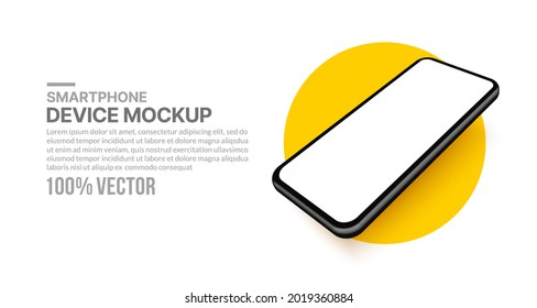 Realistic 3d smartphone mockup with blank screen for app development and UX UI design, Isolated cellphone for presentation templates