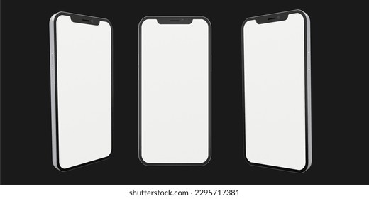 Realistic 3D Smartphone. Mockup UI UX for presentation templates. cell phone frame with isolated blank screen, phone with a different look