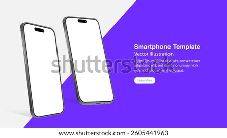 Realistic 3D Smartphone Mockup: Vector Template for UI, App Designs, and Banners | Perfect for Mobile Device Presentations.