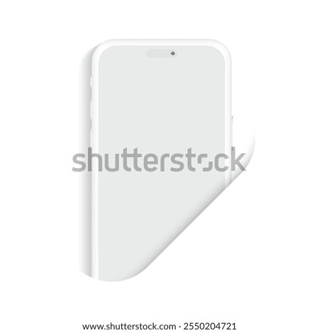 Realistic 3D Smartphone Mockup: White Mobile Phone Template in a Hole with a Blank Screen on a White Background. Ideal for use as a background, banner, or website design template. Vector.