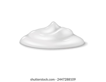 Realistic 3D smear of white cream on an isolated white background. Vector illustration isolated cosmetics smooth drop moisturizer for body or facial moisturing on gray background