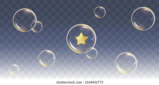 Realistic 3d soap bubbles with reflection of light	
