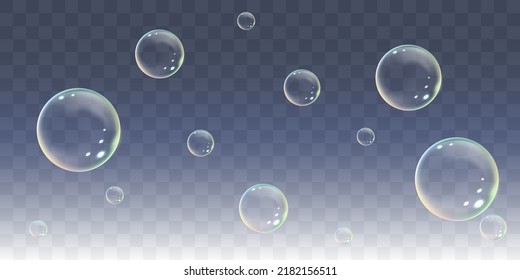 Realistic 3d soap bubbles with reflection of light	
