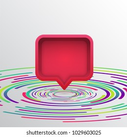 Realistic 3D speech bubble with colorful circles, vector illustration