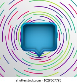 Realistic 3D speech bubble with colorful circles, vector illustration