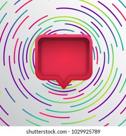 Realistic 3D speech bubble with colorful circles, vector illustration