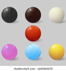 Realistic 3d spheres. Set of bubbles. Textured ball