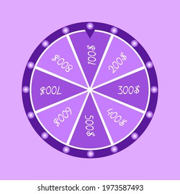 Realistic 3d spinning fortune wheel, lucky roulette vector illustration.