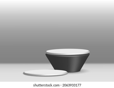 Realistischer 3D-Hintergrund. Schwarz-Weiß-Rundhöhle auf der leeren Szene