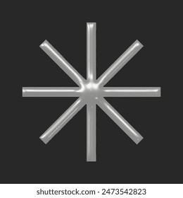 Realistic 3d star chrome y2k for web design. Trendy geometric silver element. Vector y2k illustration