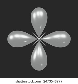 Realistic 3d star chrome y2k for web design. Trendy geometric silver element. Vector y2k illustration