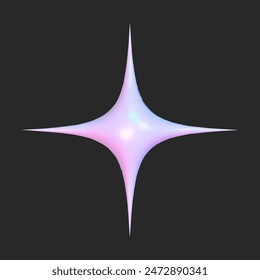 Realistic 3d star holographic y2k for web design. Trendy geometric element. Vector y2k illustration