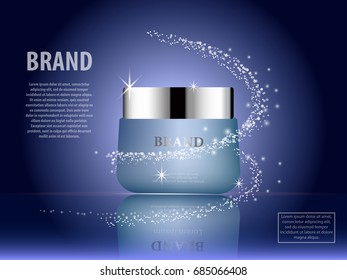 Realistic 3D Style Digital Vector Glass of Cream Container Ready for Prrint Ads or Magazine Design.