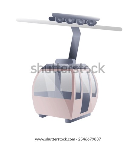A realistic 3D style illustration of a cable car cabin.