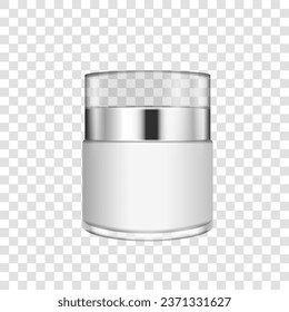 Frasco de estilo 3d realista para cosméticos aislados en un fondo transparente. Plantilla de vectores, burla