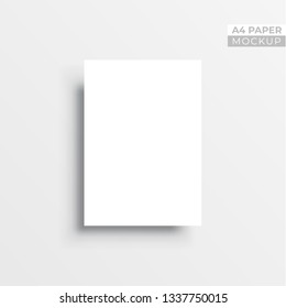 Realistic 3D style paper poster mock up template gray bakcground.