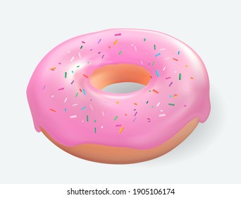 Realistic 3d sweet tasty donut. Vector illustration