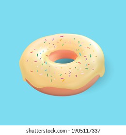 Realistic 3d sweet tasty donut. Vector illustration