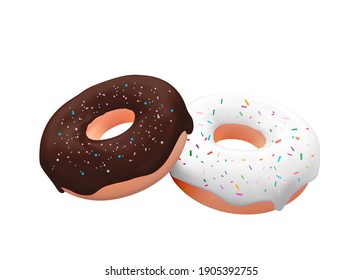 Realistic 3d sweet tasty donuts. Vector illustration