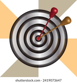 Realistic 3d target game, vector target game and arrows, our mission, company's goals