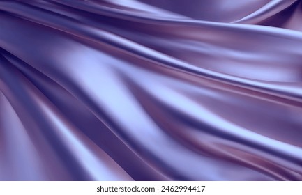 Textura 3D realista de fondo de seda. Lujo, tridimensional, púrpura. Textura de Vector de seda natural con pliegues lisos