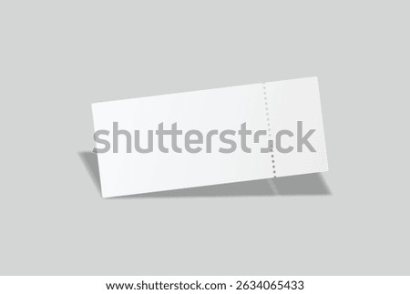 Realistic 3D Ticket Mockup with one stud rip line. Blank template design for lottery coupon, voucher, entertainment show, event, concert, boarding pass, discount, flyer isolated on background. Vector