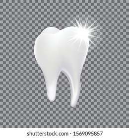 Realistic 3D tooth isolated on transparent background