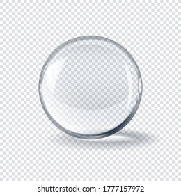 Realistic 3d Transparent Glass Spherical Ball On Checkered Background. RGB. Global Color