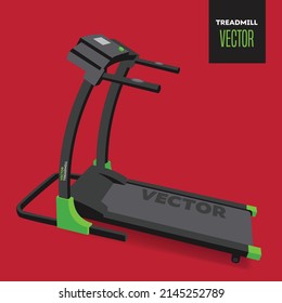 Realistic 3D treadmill isolated on red background