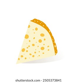 Realistisches dreieckiges Stück Käsevektor. Essen, Stück, Snack, Scheibe, realistisch, lecker, 3D, frisch, Ikone. Kann für Infografik, Banner, Poster, Webdesign verwendet werden. Vektor einzeln auf weißem Hintergrund