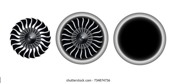 Realistic 3D turbo-jet engine of airplane vector illustration