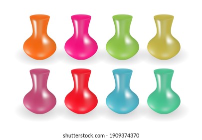 Realistic 3d Vase design element collection set. Vector Illustration