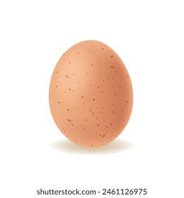 Realistic 3d Vector Brown Egg With A Realistic Texture And Natural Speckles, Standing Alone Isolated On White Background